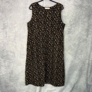 LA CERA Brown Corduroy Floral Jumper Dress Overall Sz XL traditional modest